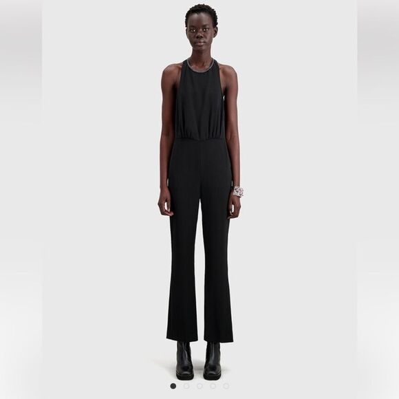 $395 The Kooples back cut out Jumpsuits with metal chain accent NWT SMALL - Picture 1 of 10